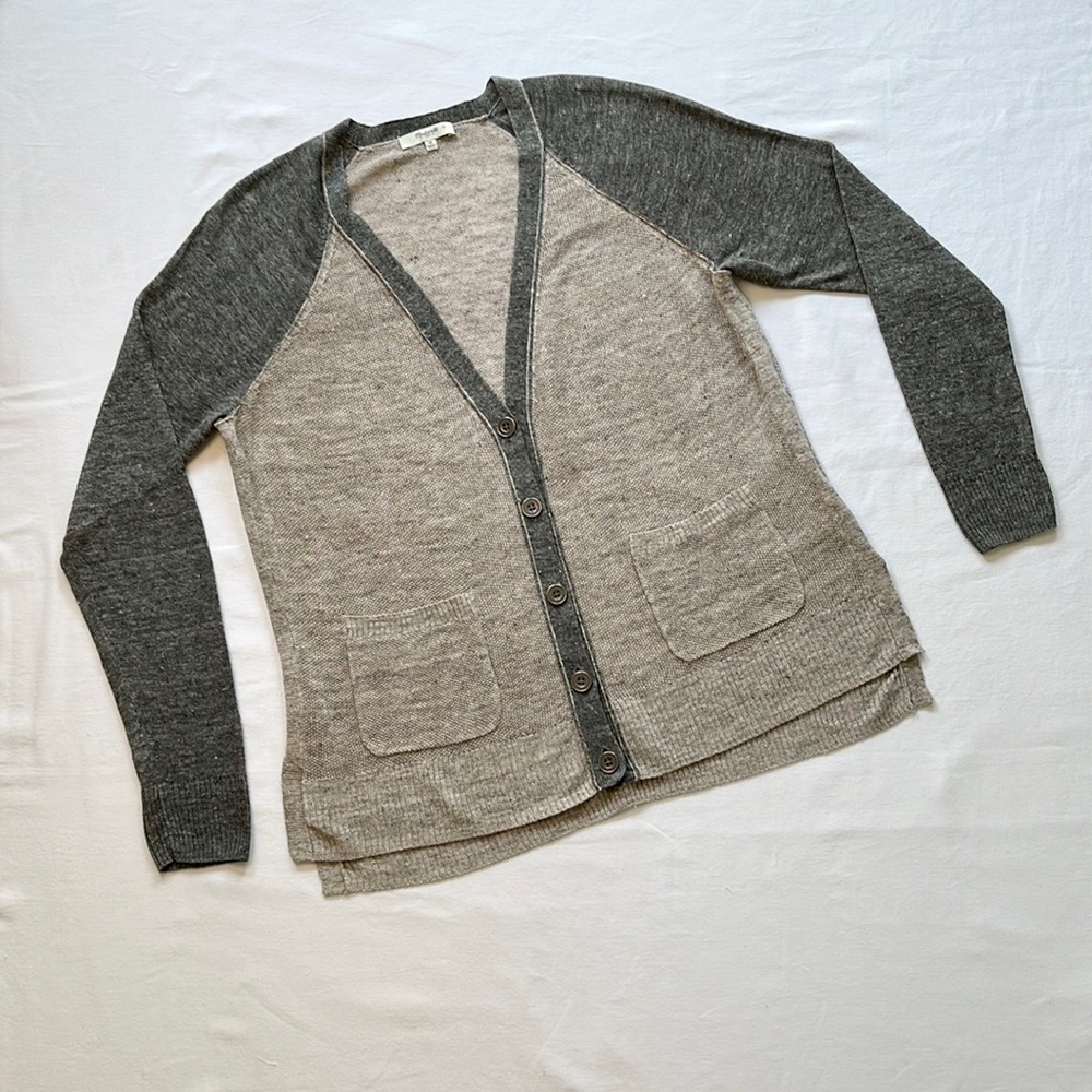 NWOT Madewell Sandstiched %100 Linen Cardigan Size Medium - Picture 2 of 11